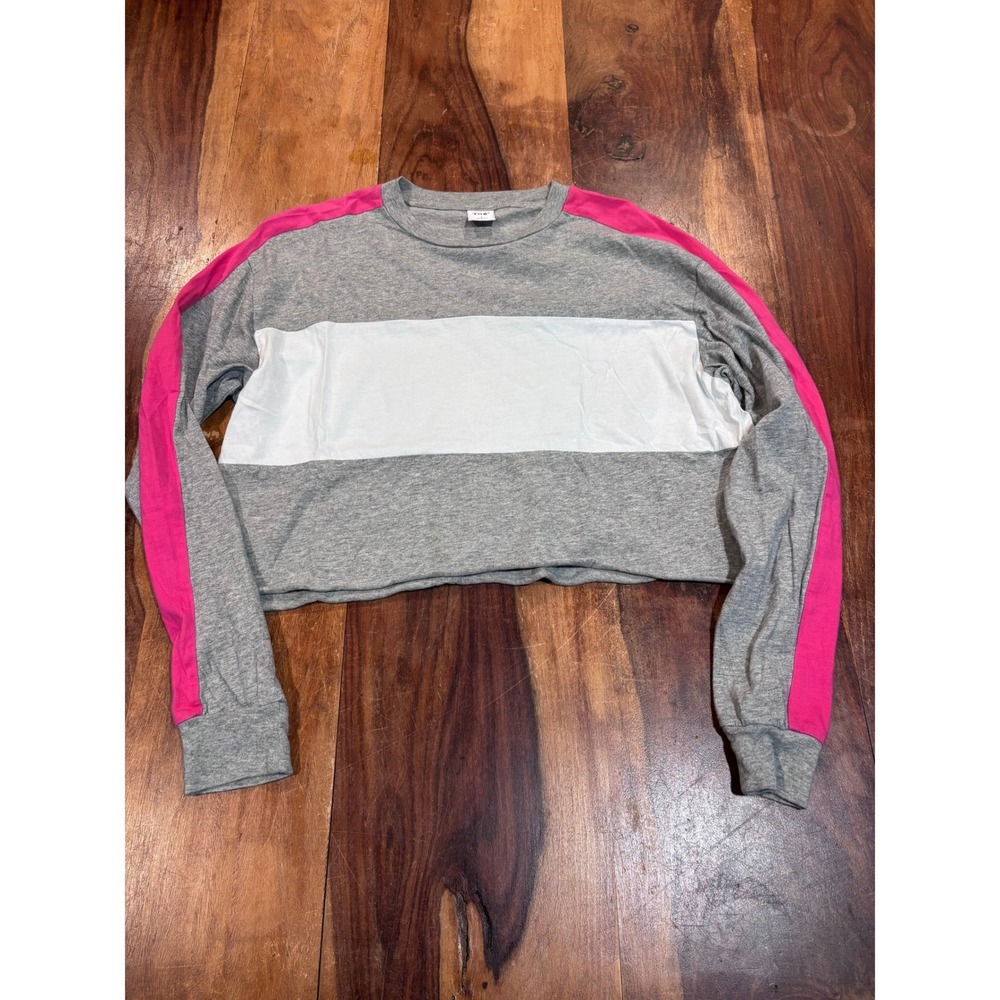 Aritzia Tna colorblock cropped long sleeve tee women S racing stripe gym shirt